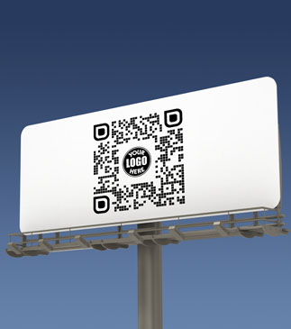 A billboard showing a QR code